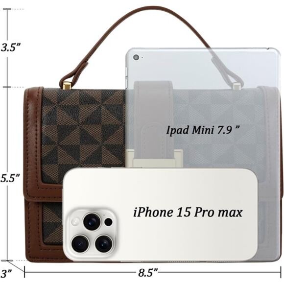 Crossbody Bags Top Handle Purses for Lady, Brown Vegan Leather Women's Handbags - Picture 5 of 8